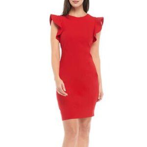 Calvin Klein Women’s Ruffle Sleeve Sheath Dress